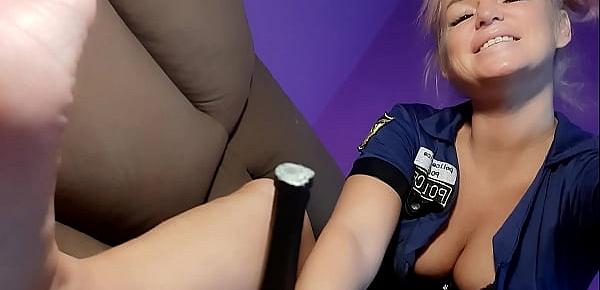  Sexy police girl fuck your mouth with feet (femdome  footfetish)
